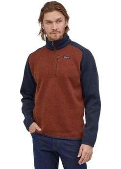 Patagonia Men's Better Sweater 1/4 Zip -Ski Gear Cheap 2122 patagonia mensbettersweaterquarterzip barnrednewnavy2