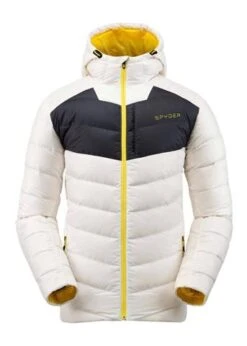 Spyder Men's Timeless Hoodie Down Jacket - 2021 Model -Ski Gear Cheap fw2021 spyder menstimelesshoodiedownjacket white