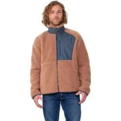 Obermeyer Men's Landry Sherpa Jacket -Ski Gear Cheap fw23 obermeyer menslandrysherpajacket saddle