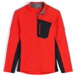 Spyder Men's Bandit Half Zip Fleece Jacket -Ski Gear Cheap fw23 spyder mensbandithalfzipfleecejacket volcano 1