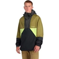 Spyder Men's Belford Windbreaker Anorak Jacket -Ski Gear Cheap fw23 spyder mensbelfordwindbreakeranorakjacket olivedrabbalck 1