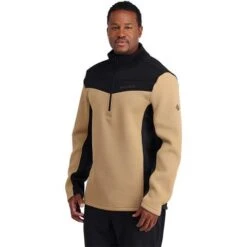 Spyder Men's Encore Half Zip Fleece Jacket -Ski Gear Cheap fw23 spyder mensencorehalfzipfleecejacket blacktannin 1