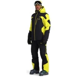 Spyder Men's Leader Jacket -Ski Gear Cheap fw23 spyder mensleadergtxjacket blackcitron 3