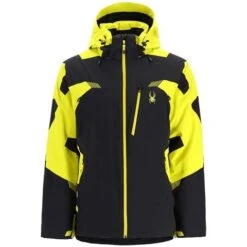 Spyder Men's Leader Jacket -Ski Gear Cheap fw23 spyder mensleadergtxjacket blackcitron 4