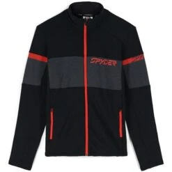 Spyder Men's Speed Full Zip Fleece Jacket -Ski Gear Cheap fw23 spyder mensspeedfullzipfleecejacket blackvolcano 1