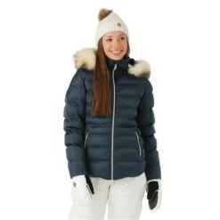 Sunice Women's Fiona Jacket With Real Fur -Ski Gear Cheap fw23 sunice womensfionajacketrealfur midnight model1