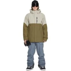 Volcom Men's L Ins Gore-Tex Jacket -Ski Gear Cheap fw23 volcom menslinsulatedgoretexjacket darkkhaki 3